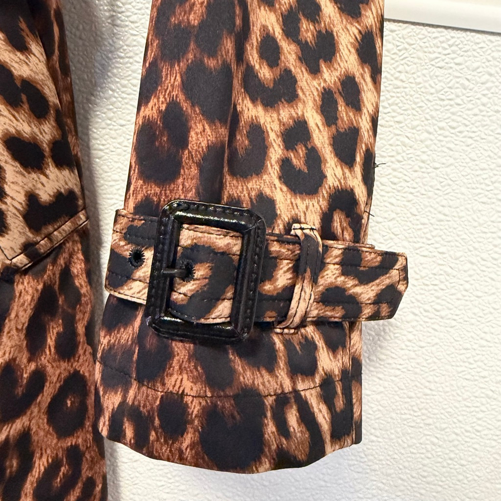 BCBGMAXAZRIA Leopard Trench Coat XS Brown Black New NWT $298 Water resistant - Picture 11 of 16